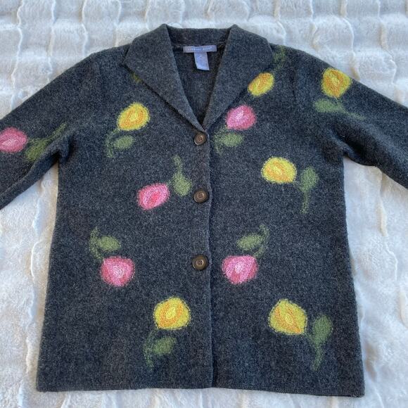 🔥Caroll Reed Wool Floral Embroidered Artsy Sweater Cardigan Cottage Grandmacore - Picture 7 of 15